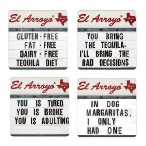 El Arroyo Famous Sign Tequila Diet Coaster Set of 4 Austin TX Funny Gift New